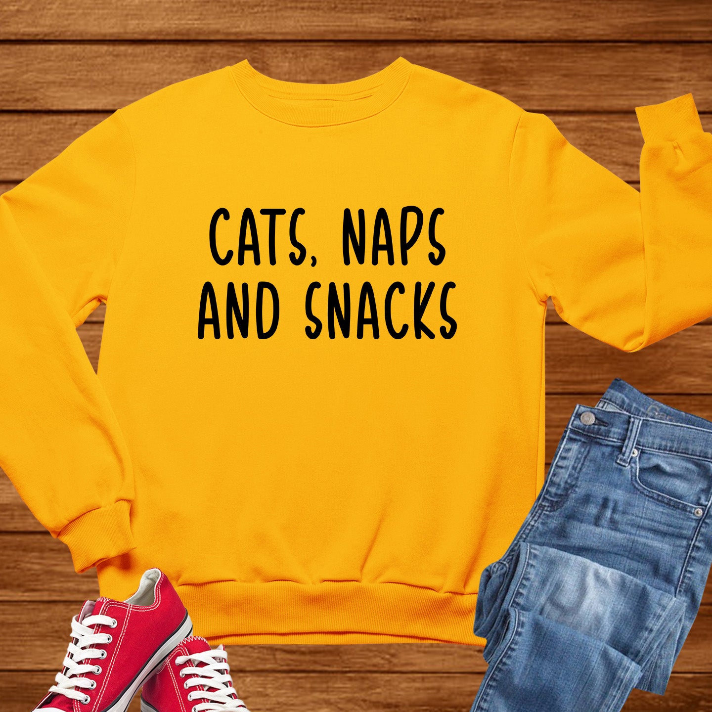 Cats Naps And Snacks Sweatshirt Cat Lover Jumper