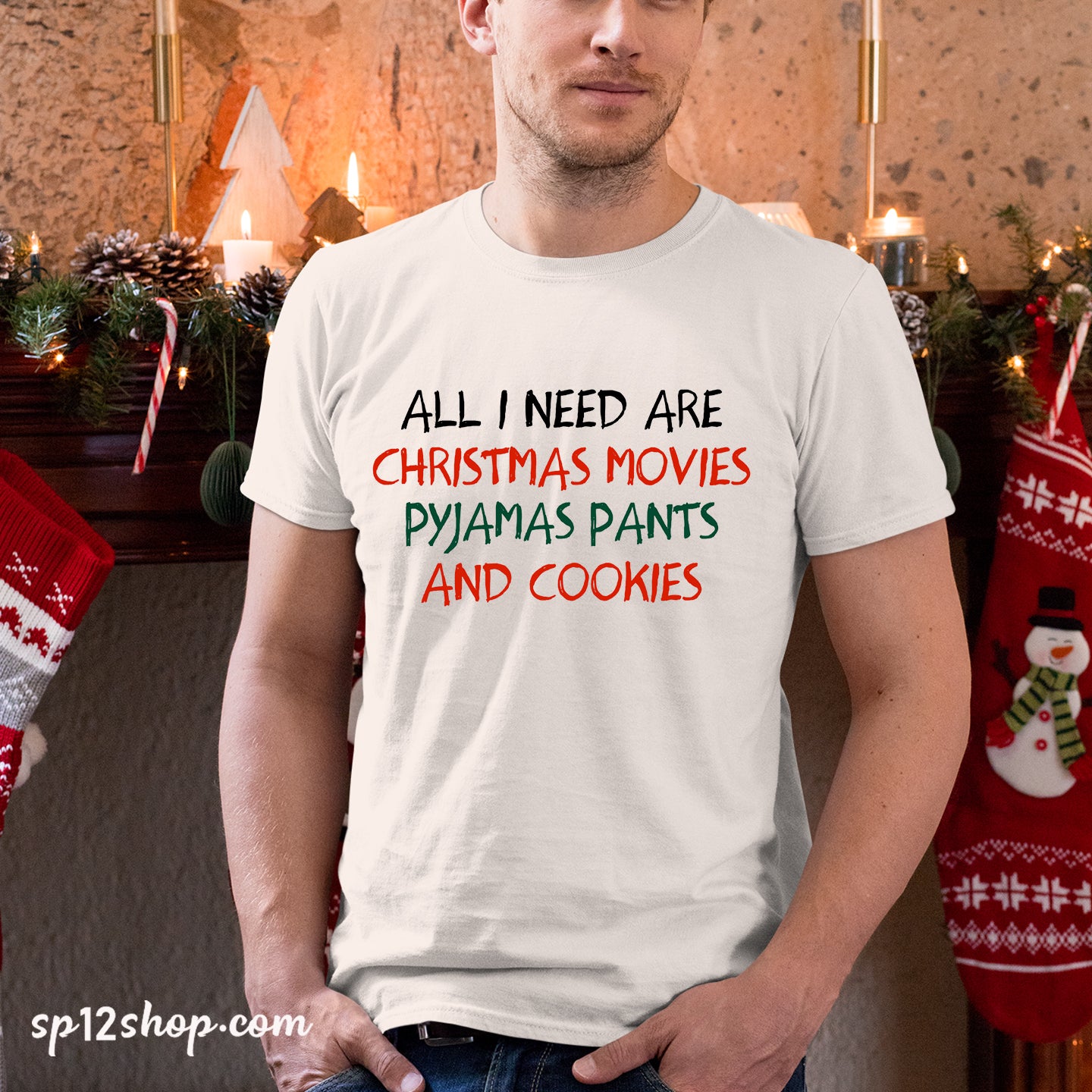 Christmas Movies Pyjamas Pants and Cookies T Shirt