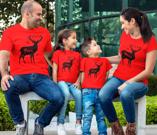 Christmas T Shirt Personalised Xmas Deer Tees