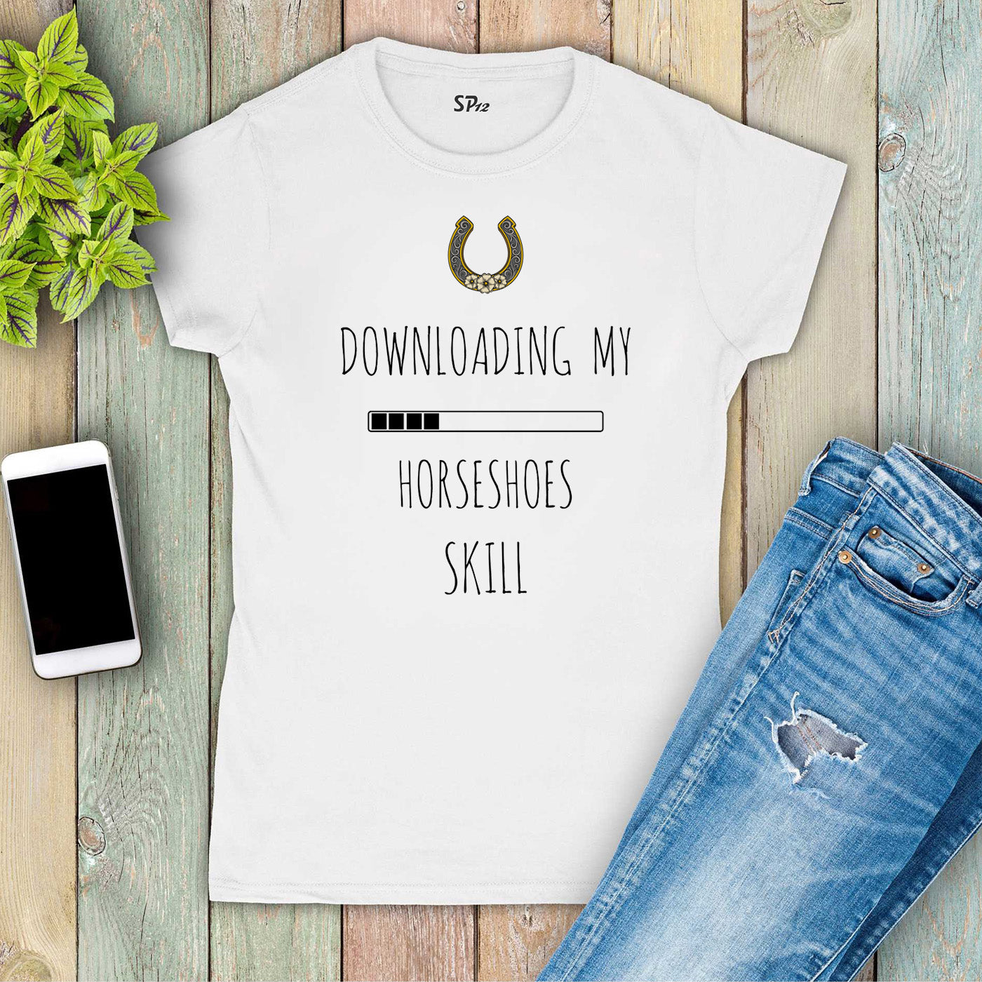 Downloading My Horseshoes Skill Graphic Women T Shirt