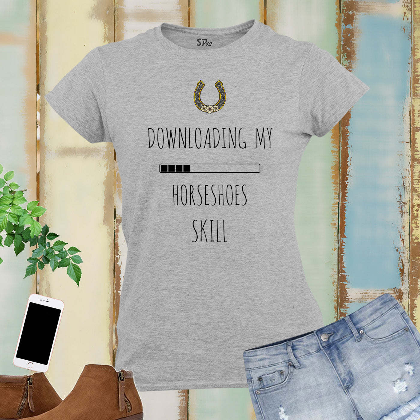 Downloading My Horseshoes Skill Graphic Women T Shirt