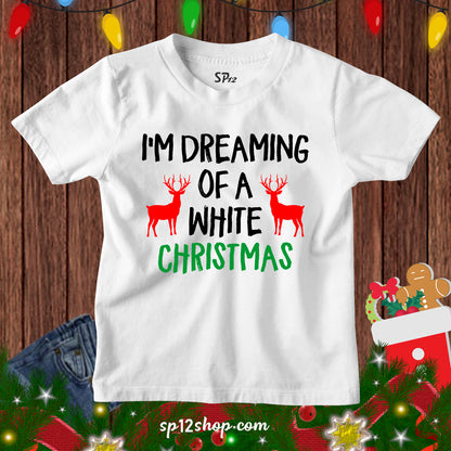 Dreaming a White Christmas Family Kids T-Shirt Tee