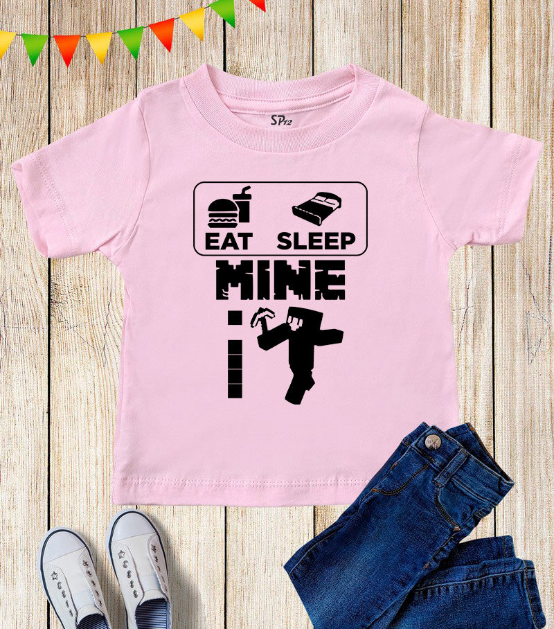 Eat Sleep Mine Kids T Shirt