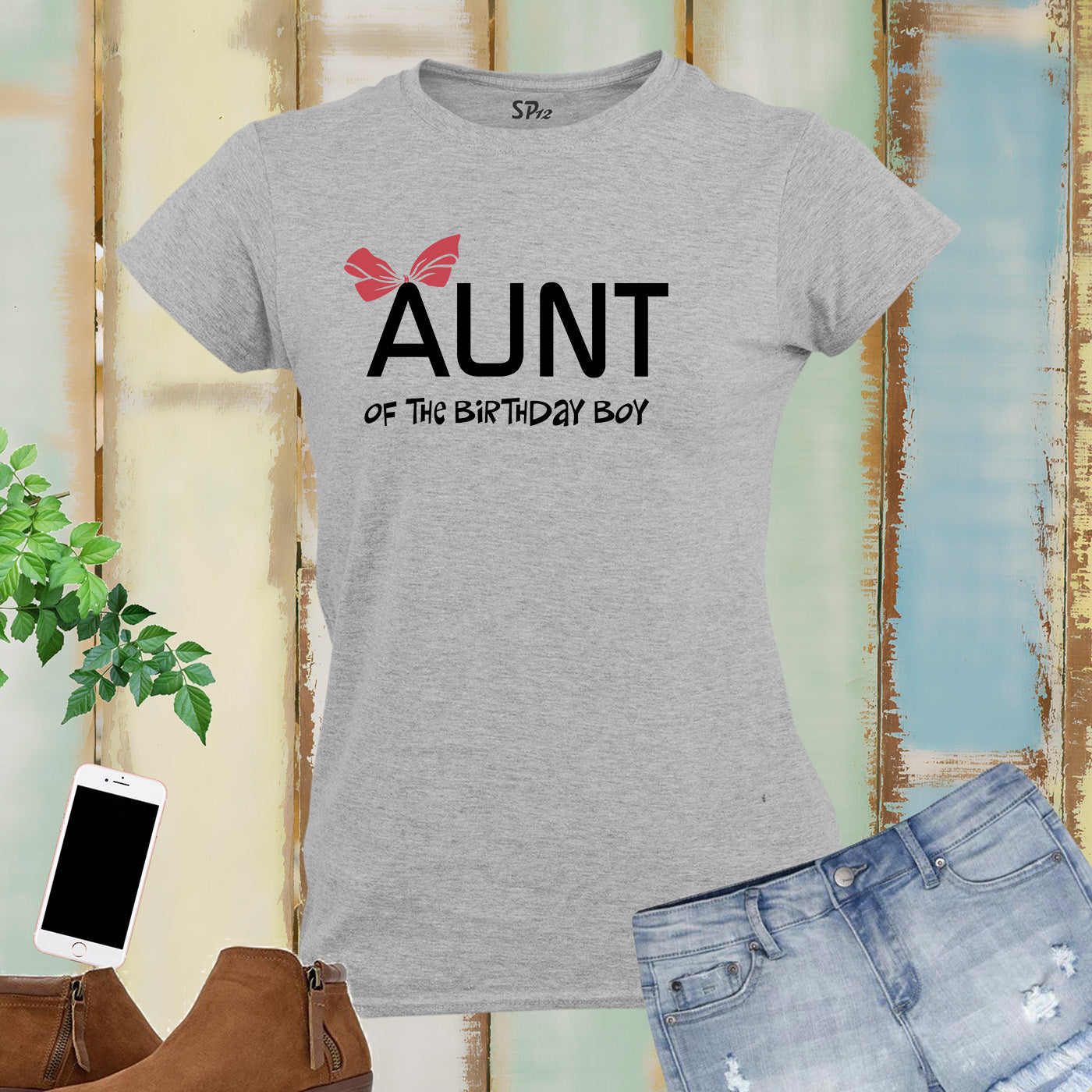 Family Women Auntie T Shirt Aunt of the Birthday Boy