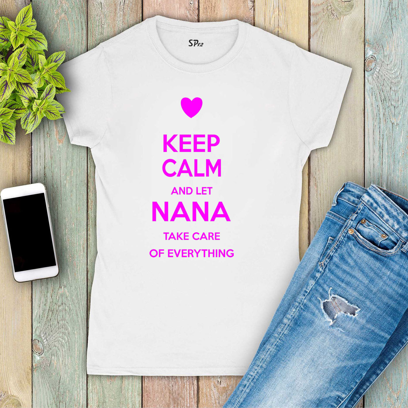 Family Women Grandma T Shirt Keep Calm Nana Slogan