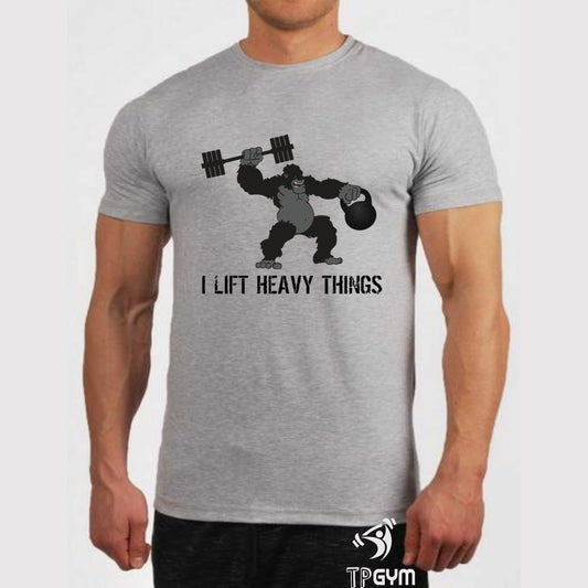 Fitness Crossfit Gym T Shirt I Lift Heavy Things Gorilla Muscle