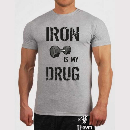 Fitness Crossfit Gym T Shirt Iron Is My Drug