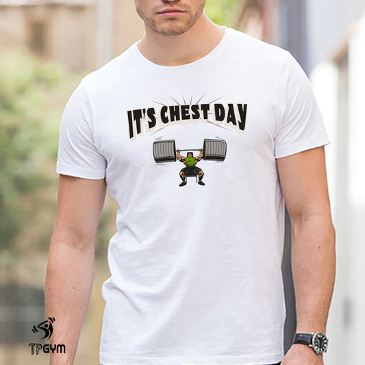 Fitness Crossfit Gym T Shirt It's Chest Day Dumbbell