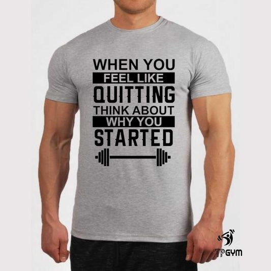 Fitness Crossfit Gym T shirt Quitting Think Why You Started Barbell