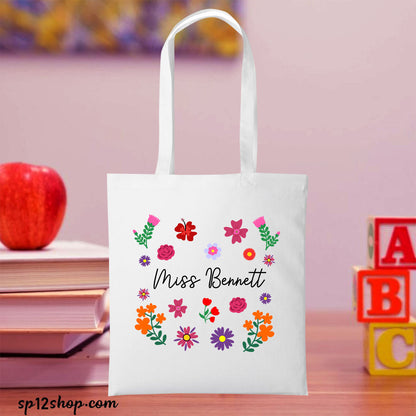 Floral Teachers Day Gifts Custom Teacher Appreciation Thank You Tote Bag