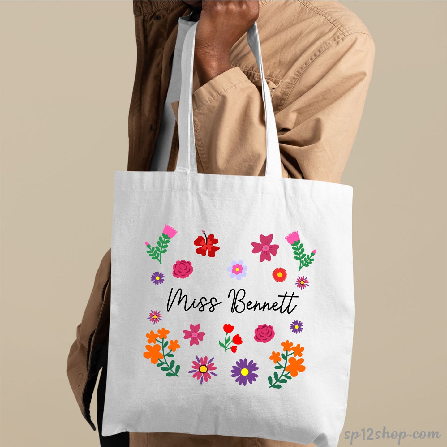 Floral Teachers Day Gifts Custom Teacher Appreciation Thank You Tote Bag