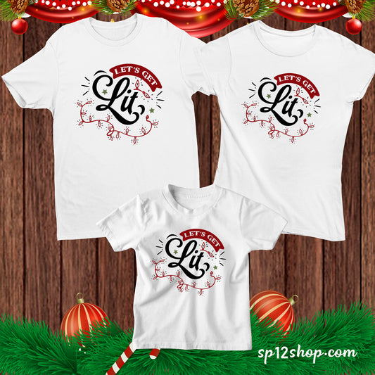 Santa Let's Get Lit Christmas T shirt 