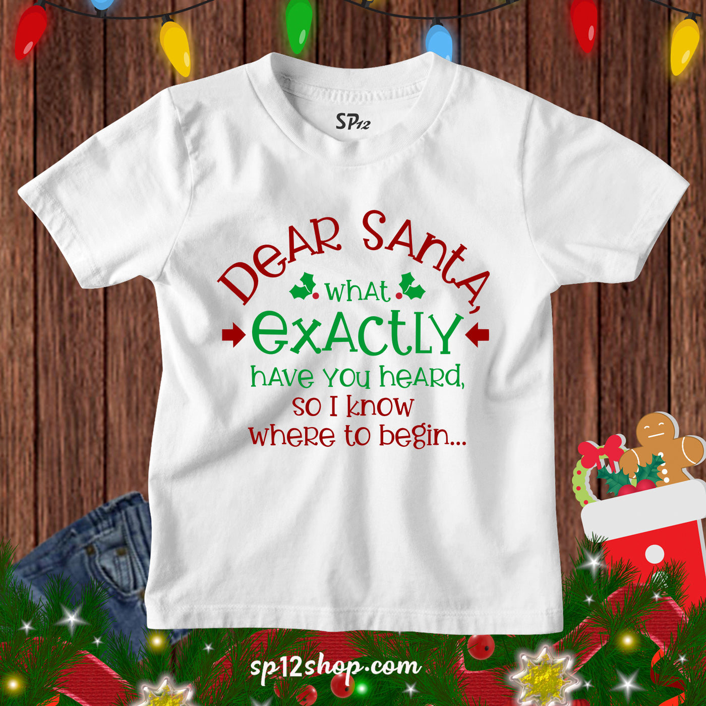 Funny Santa Kids Gift Christian T Shirt Family tee