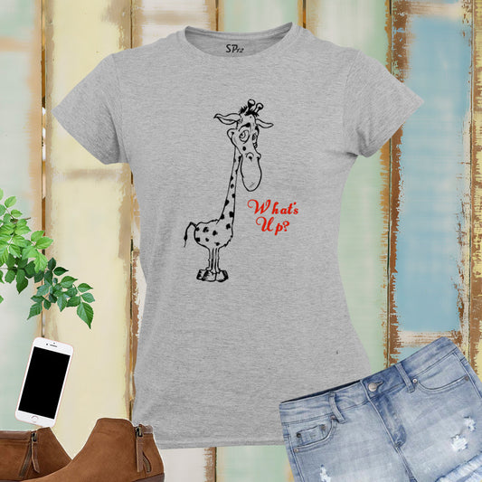 Giraffe What's Up Funny Slogan Women T Shirt