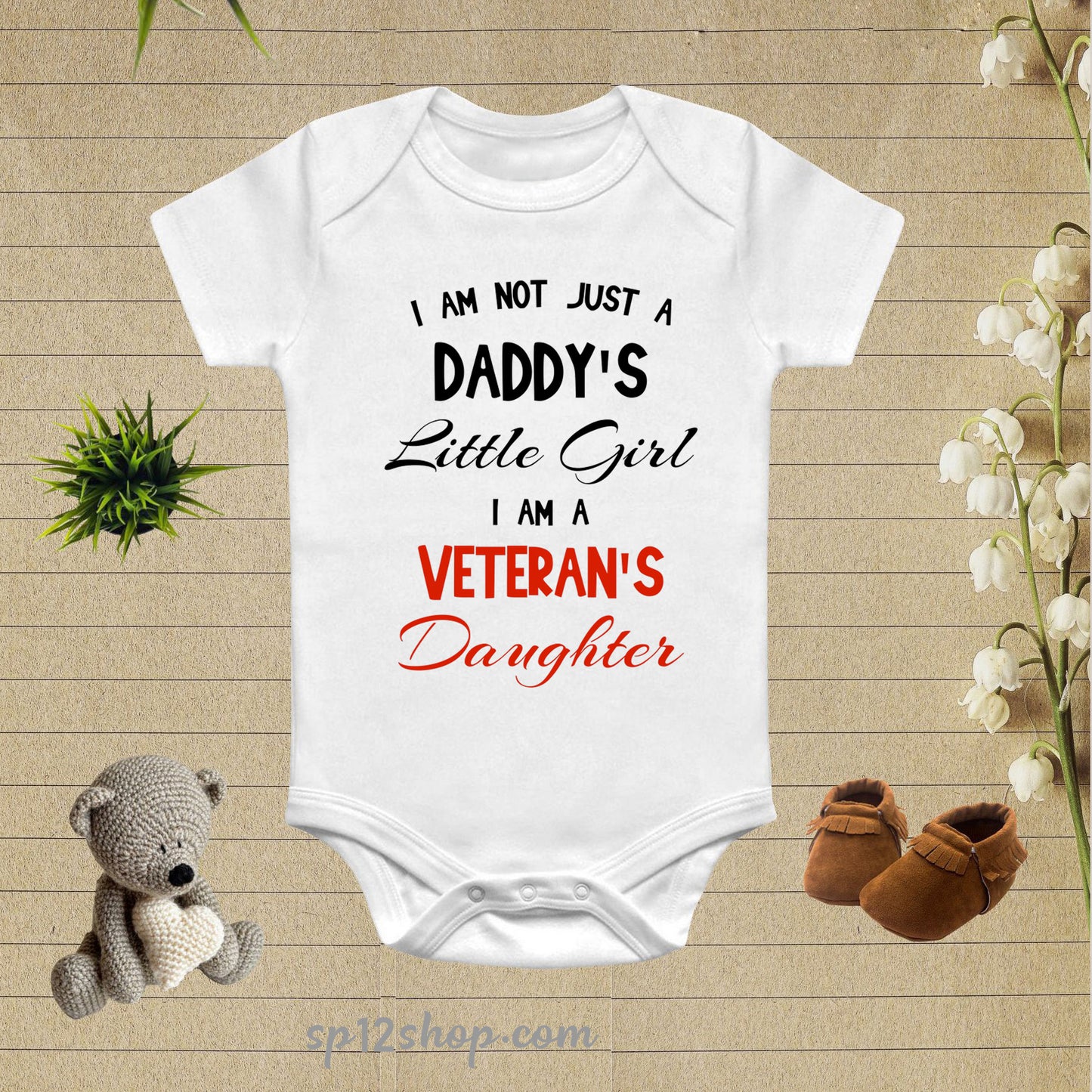 I Am A Veteran Daughter Baby Bodysuit Onesie