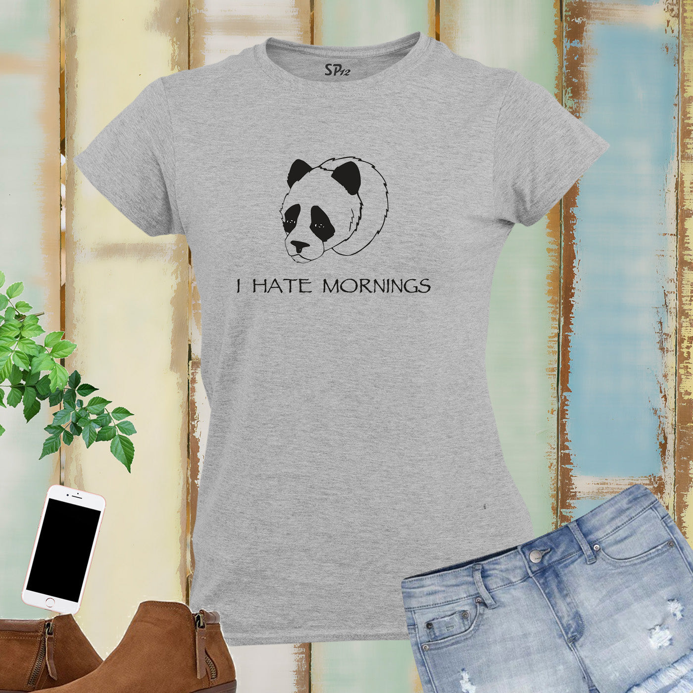 I Hate Mornings Panda Women T Shirt