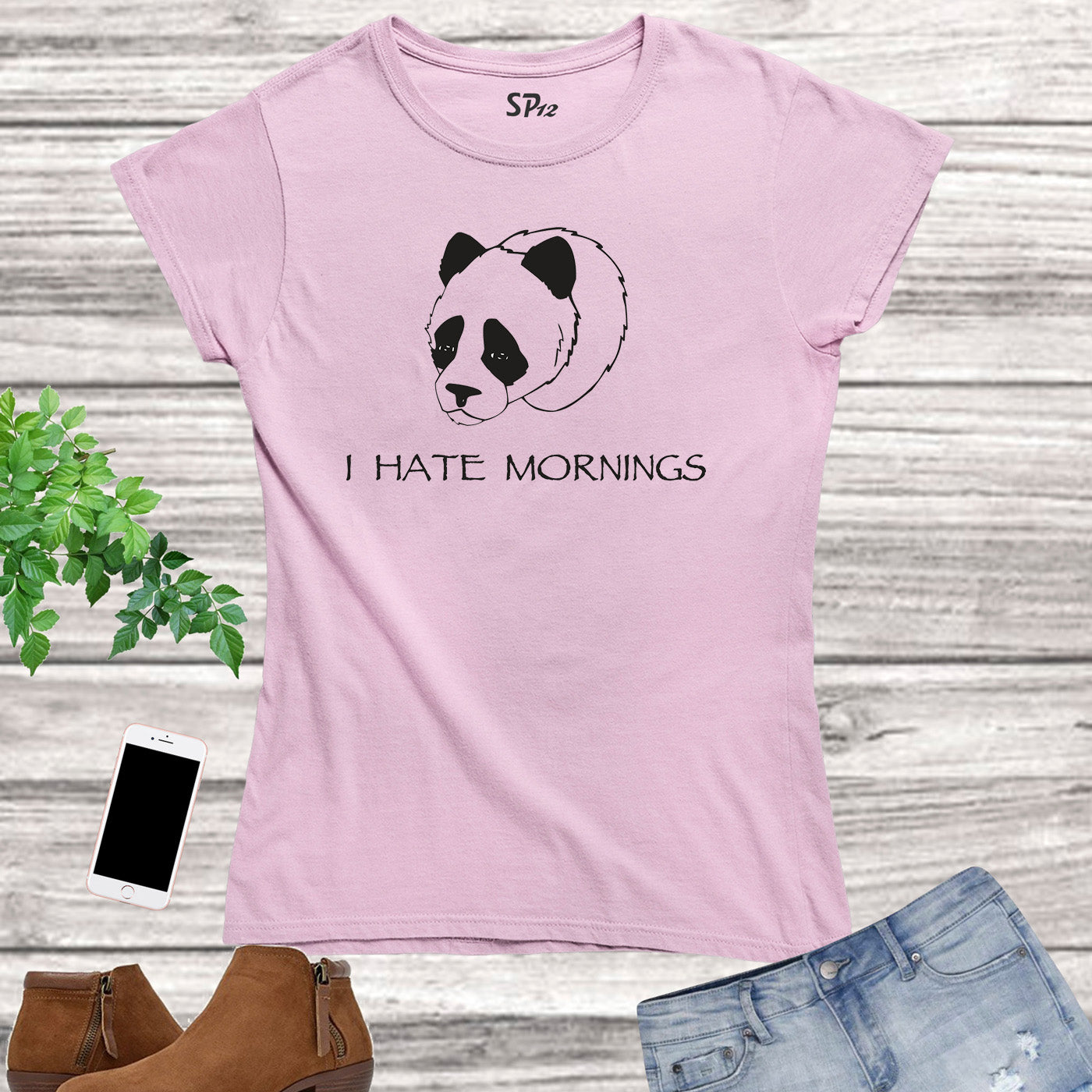 I Hate Mornings Panda Women T Shirt