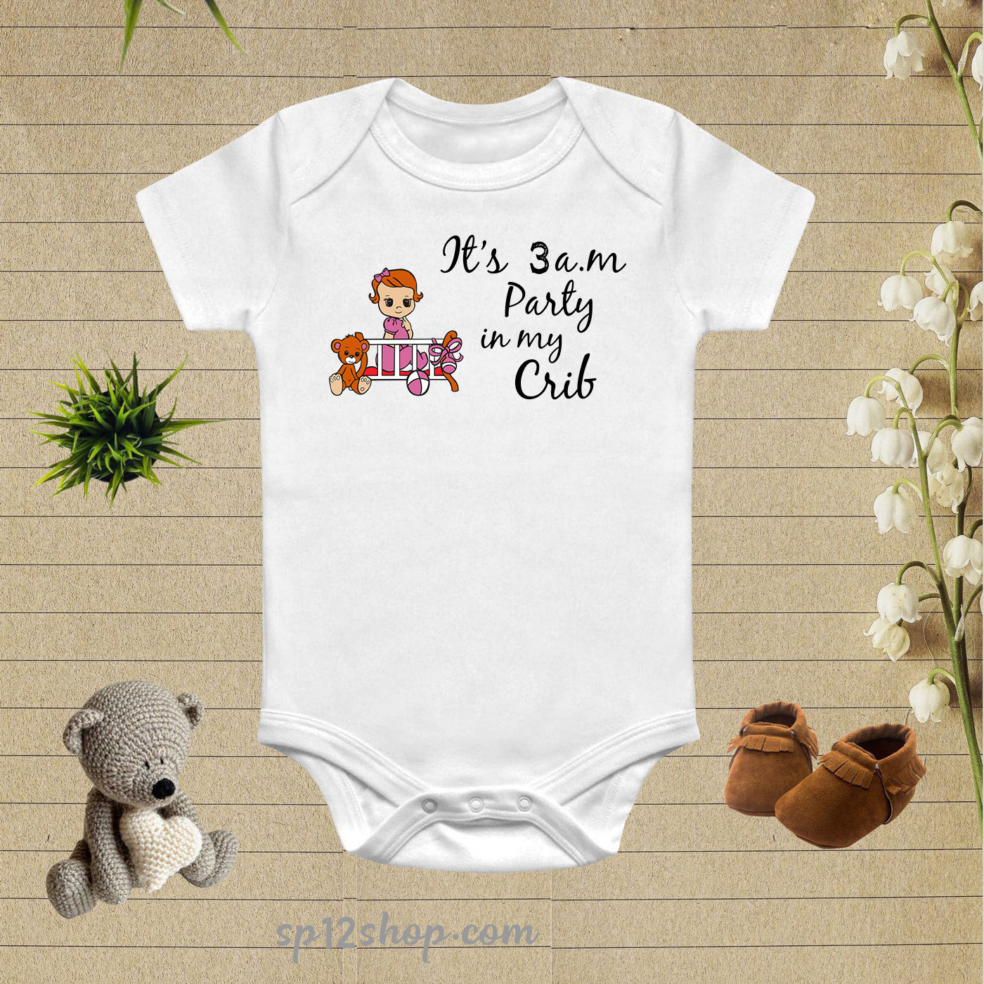 It's 3 Am Party in Crib Funny Baby Bodysuit Onesie