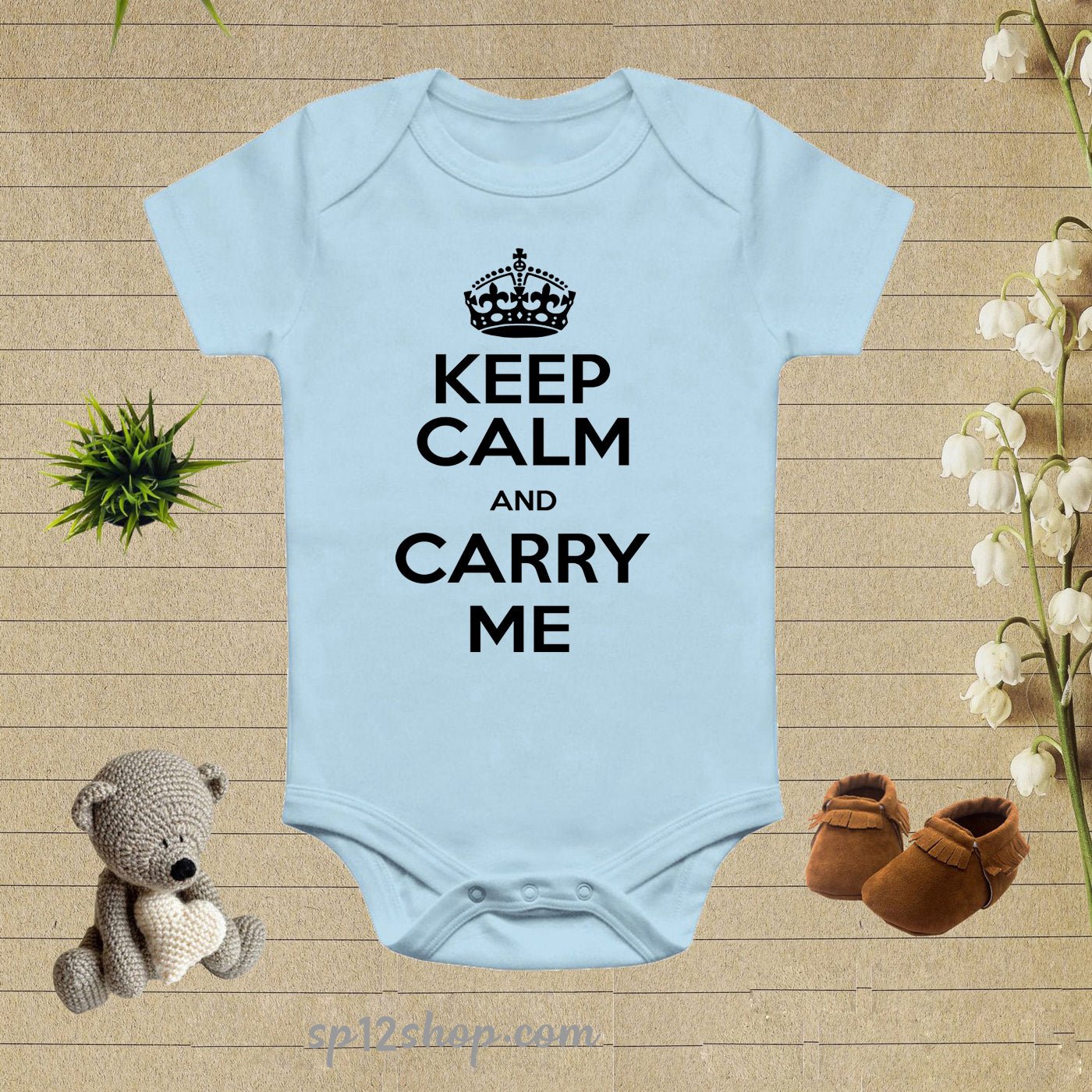 Keep Calm And carry Me Baby Bodysuit Onesie