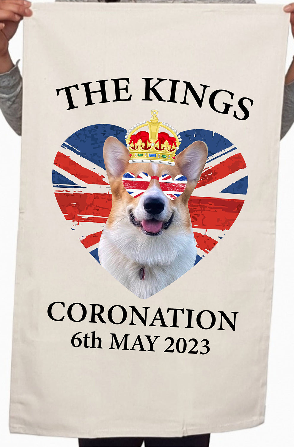 King Charles Coronation Corgi British Dog Kitchen Table Tea Towel