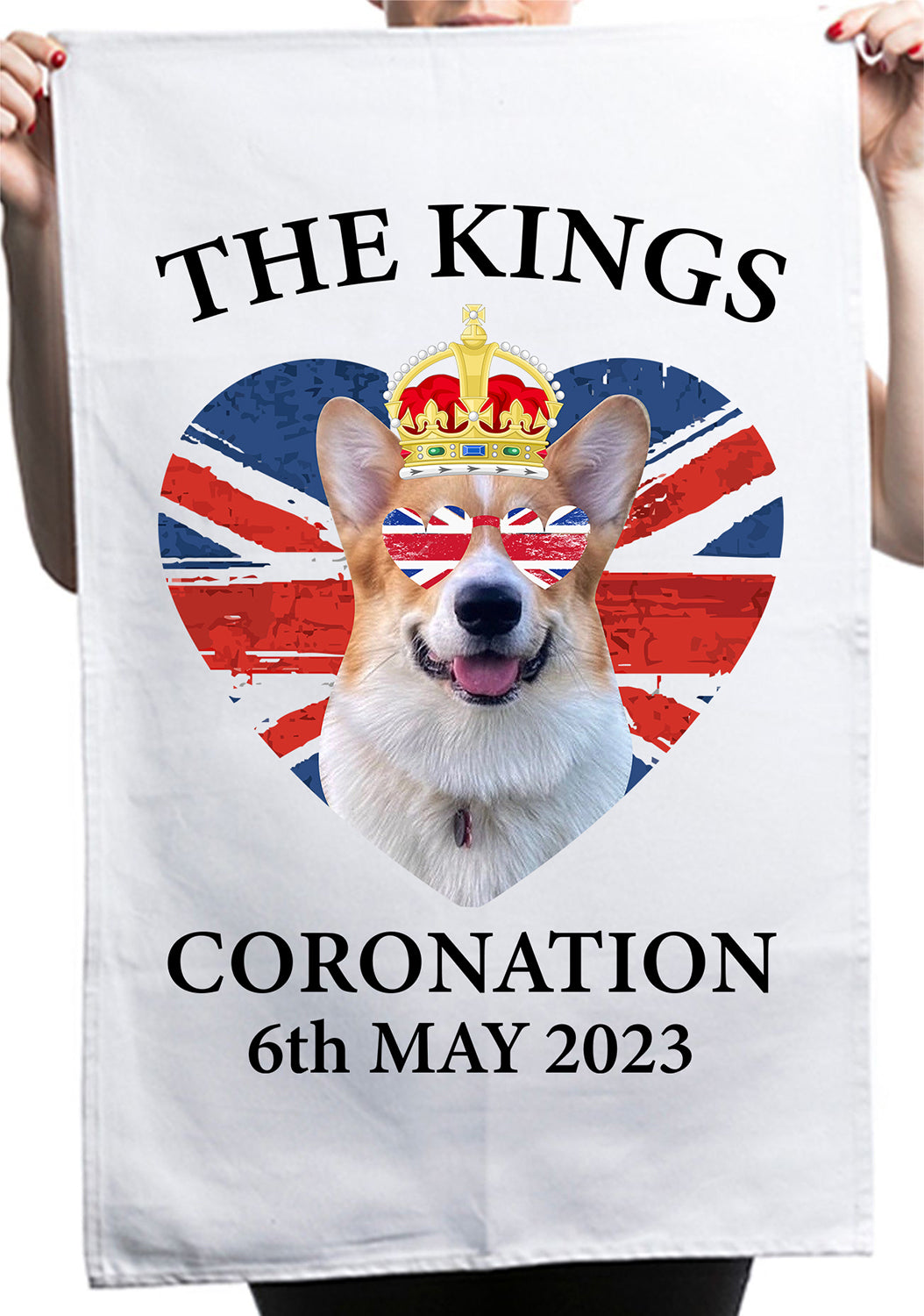 King Charles Coronation Corgi British Dog Kitchen Table Tea Towel