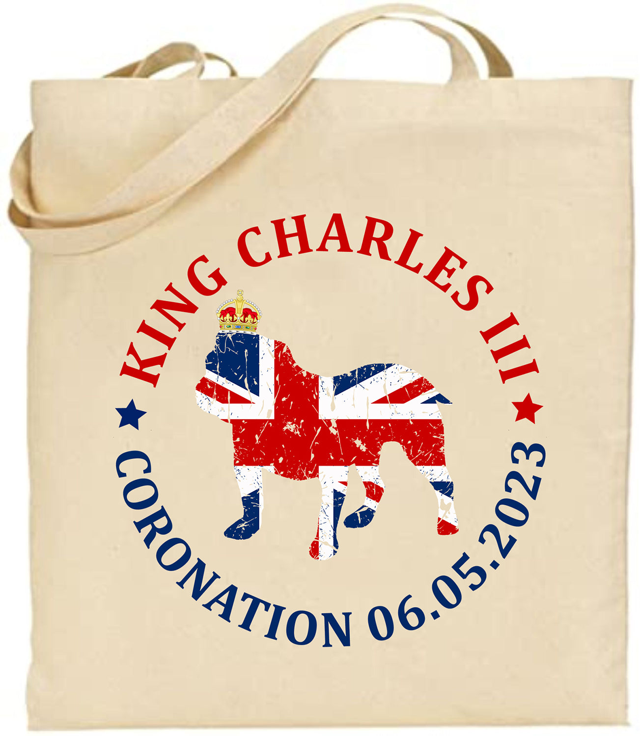 British Dog Union Jack Flag King Charles III Coronation Queen Tote Bag