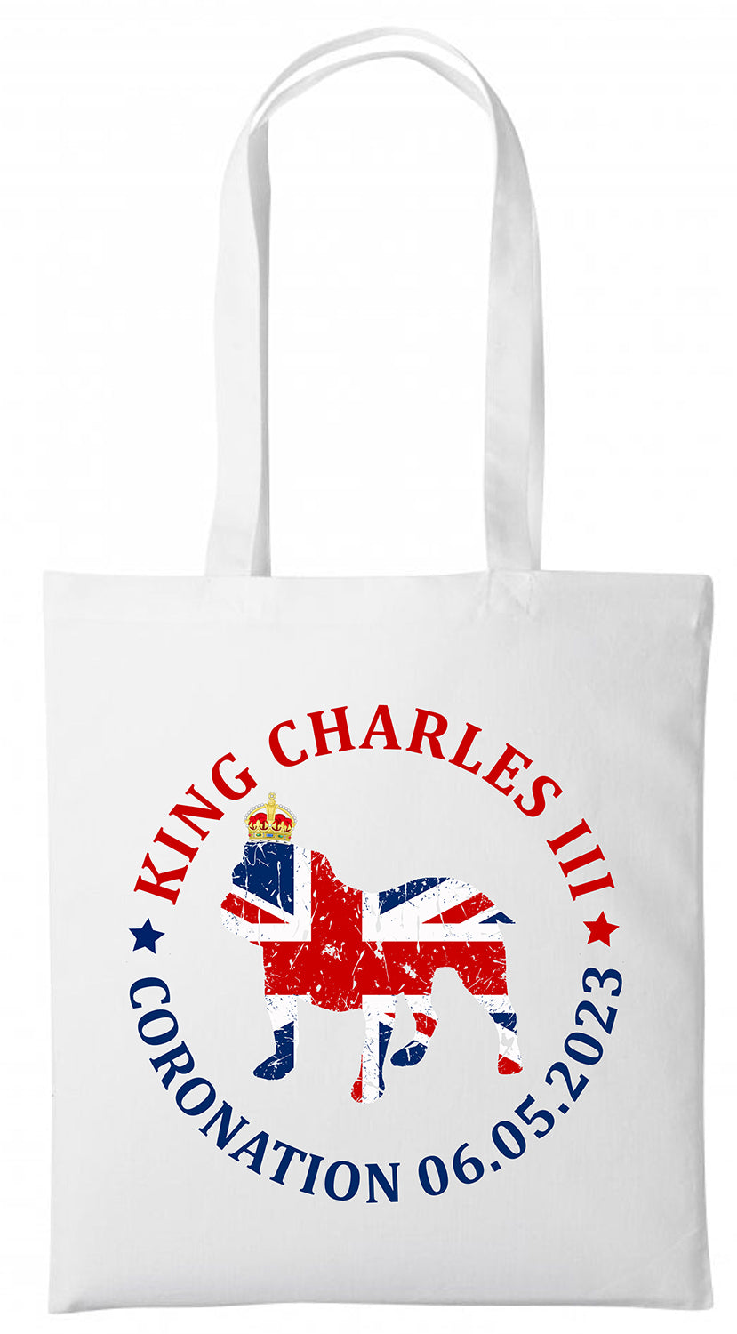 British Dog Union Jack Flag King Charles III Coronation Queen Tote Bag