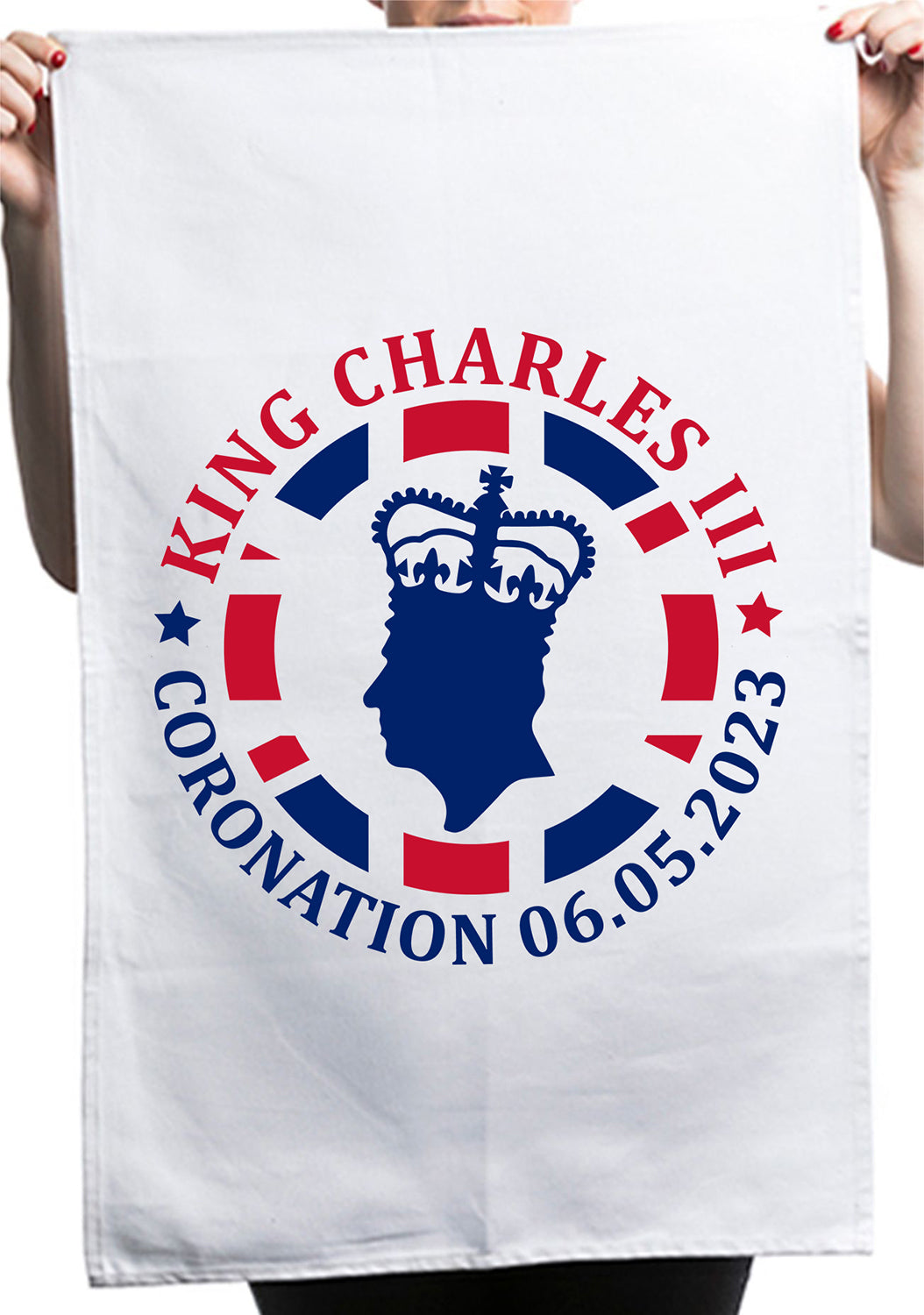 King Charles III Coronation 6th May Flag Crown Kitchen Table Tea Towel