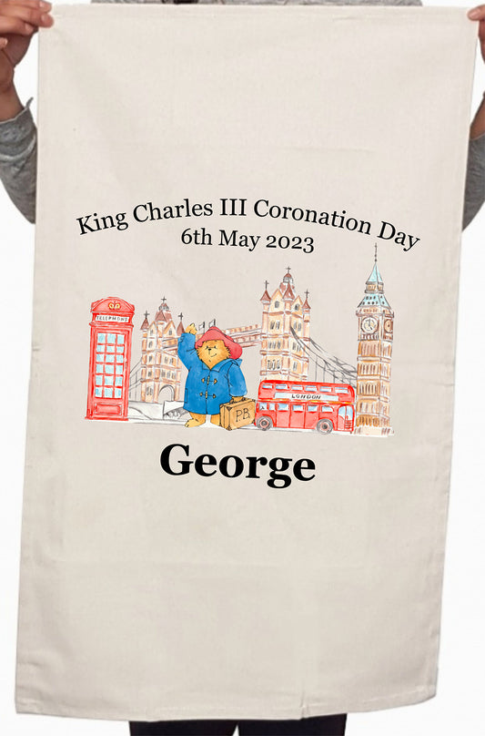 Personalised King Charles Coronation 6th May Kitchen Table Tea Towel