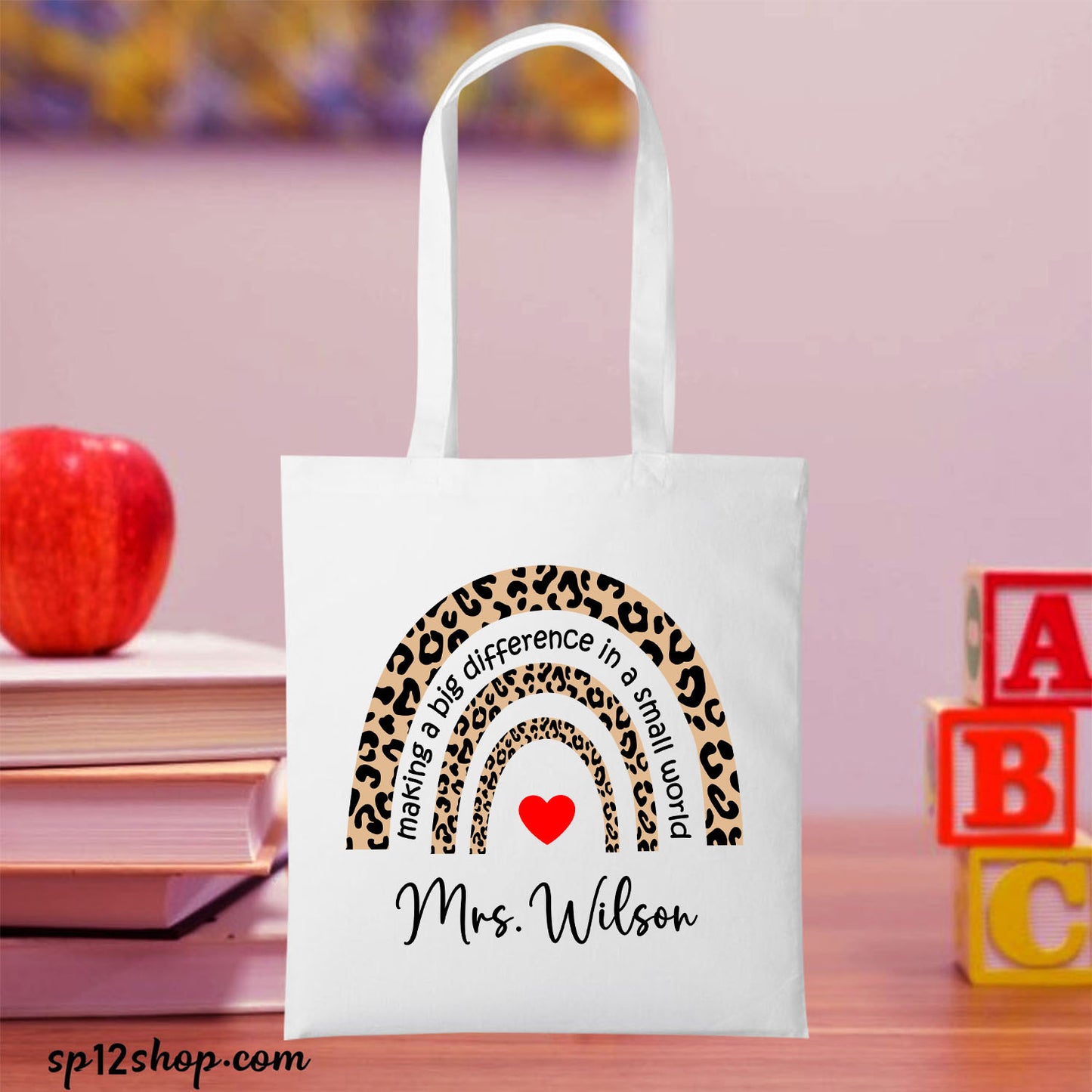 Inspirational Rainbow Motivational Custom Teacher Appreciation Tote Bag