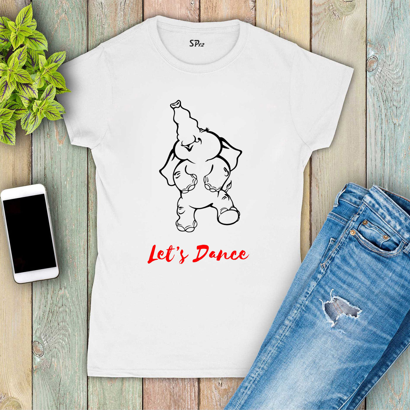 Lets Dance Elephant Funny Women T shirt