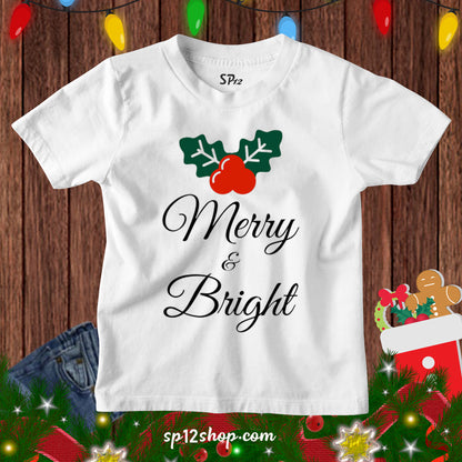 Merry & Bright Christmas Kids Family Tee T-shirt