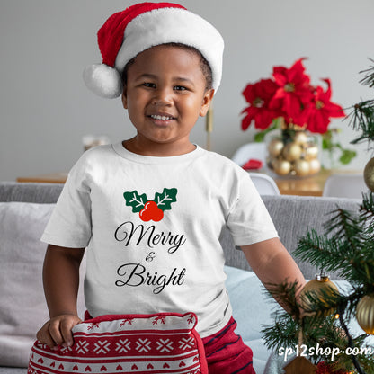 Merry & Bright Christmas Kids Family Tee T-shirt