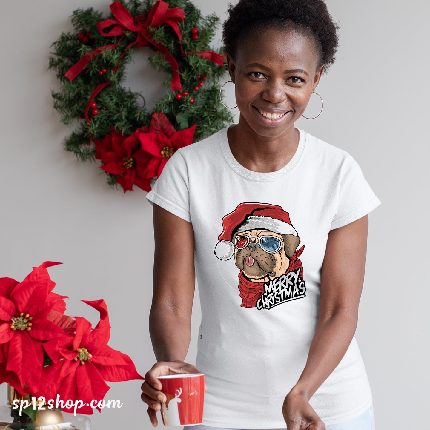 Merry Christmas Dog Lover friends Gift Tee T-shirt