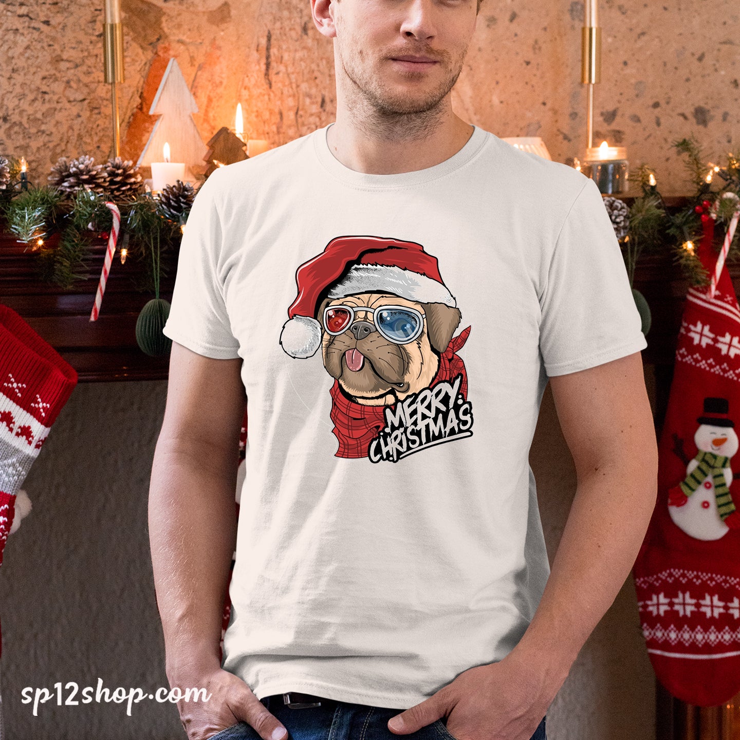 Merry Christmas Dog Lover friends Gift Tee T-shirt