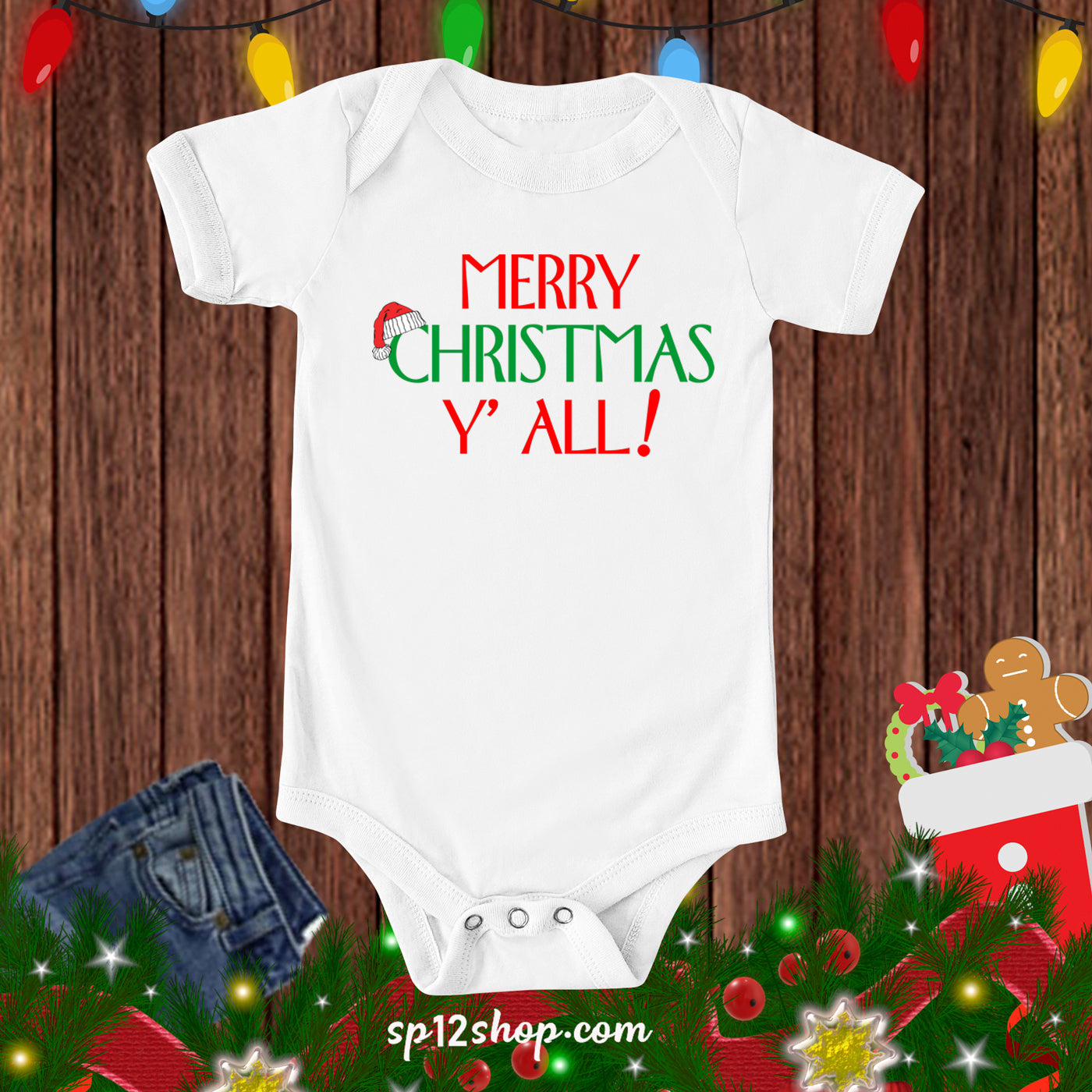 Merry Christmas Y' All Baby Bodysuit 