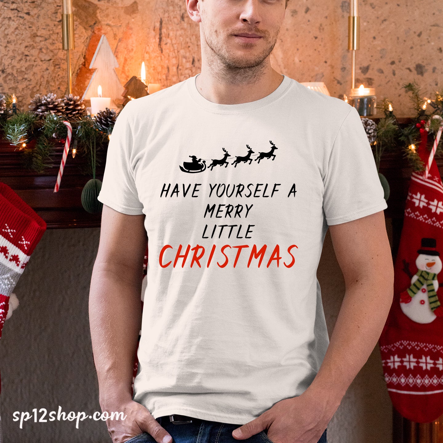 Merry Little Christmas Santa Friends Gift t-shirt tee