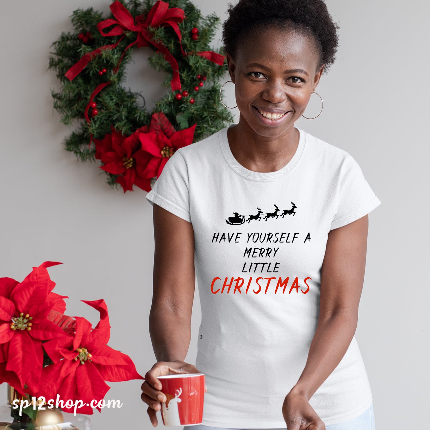 Merry Little Christmas Santa Friends Gift t-shirt tee