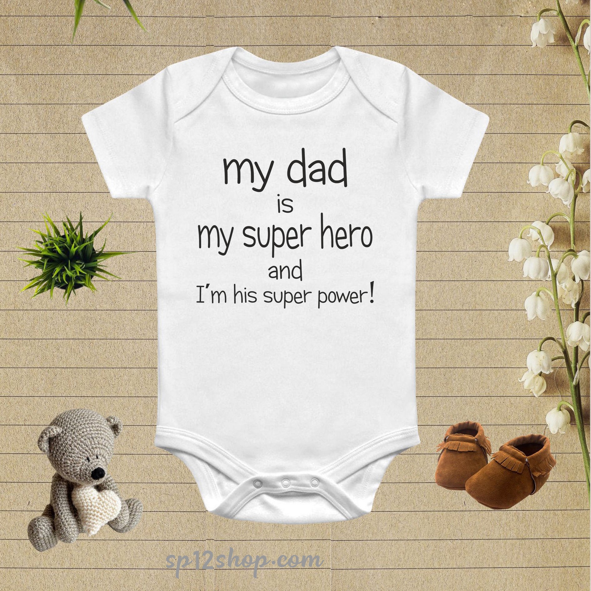 My Dad Is My Super Hero Baby Bodysuit Onesie