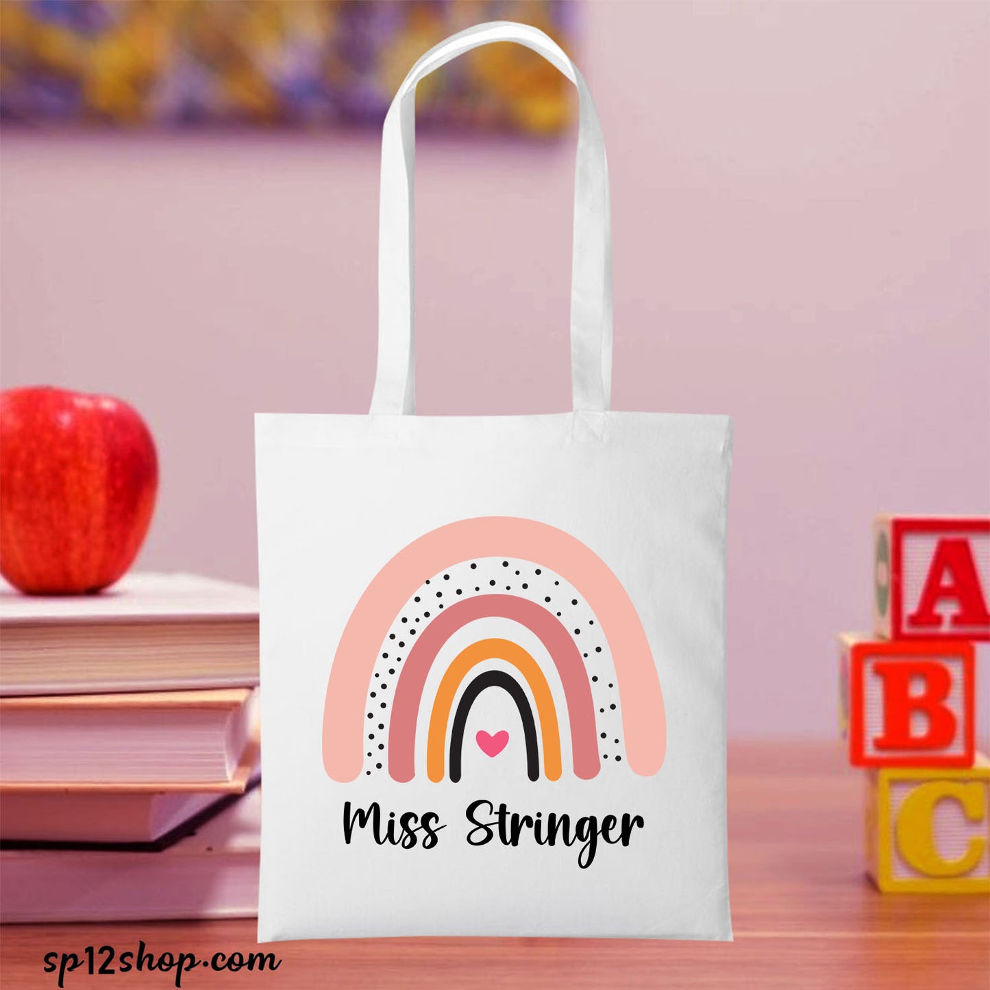 Teacher Appreciation Gifts Rainbow Custom Thank You Shopping Tote Bag