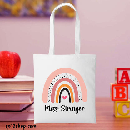 Teacher Appreciation Gifts Rainbow Custom Thank You Shopping Tote Bag