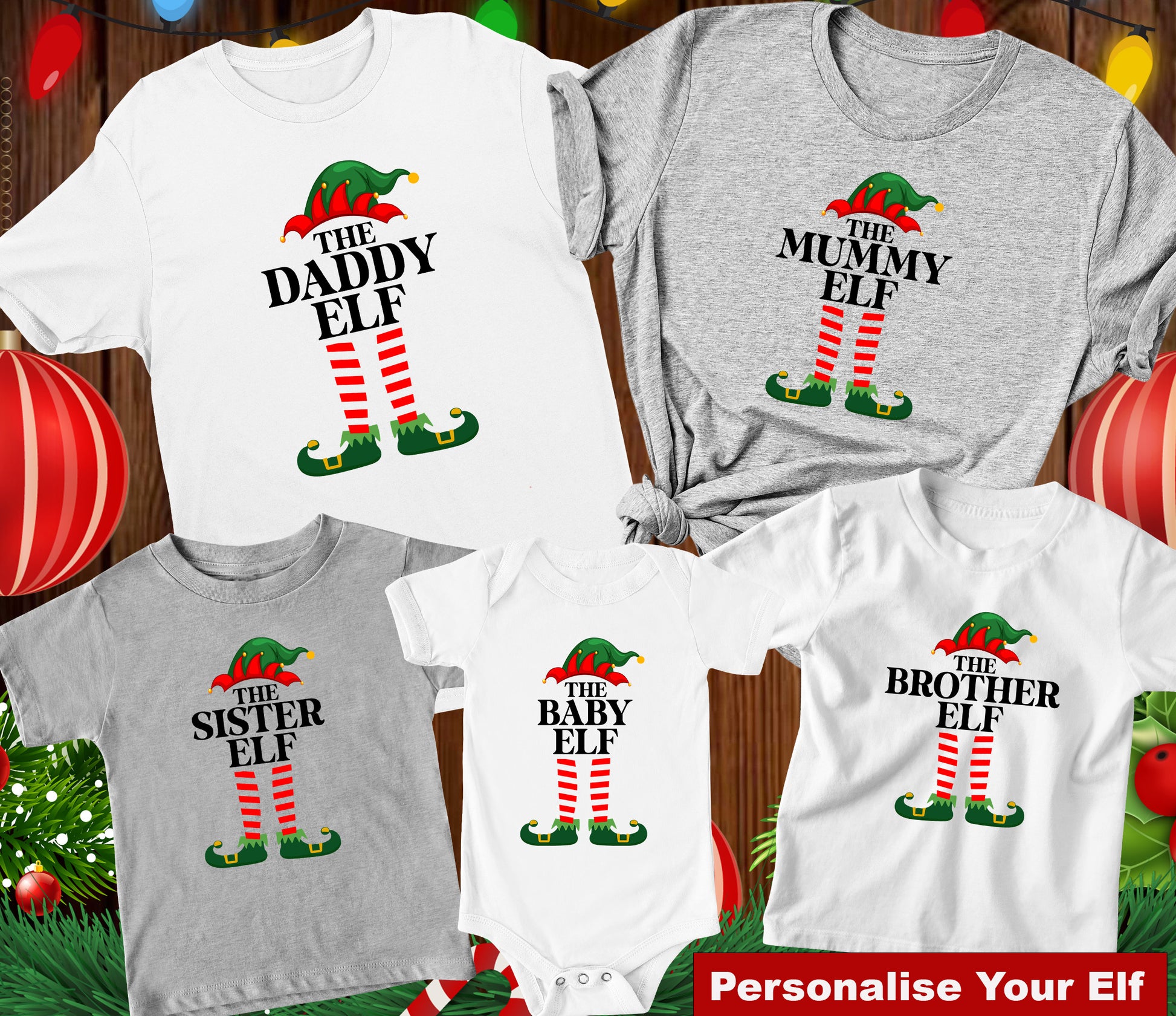 Personalised Elf Family Christmas T Shirt