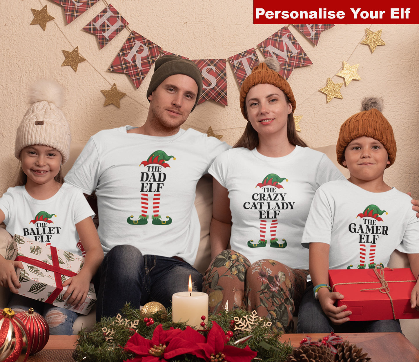 Personalised Elf Family Christmas T Shirt