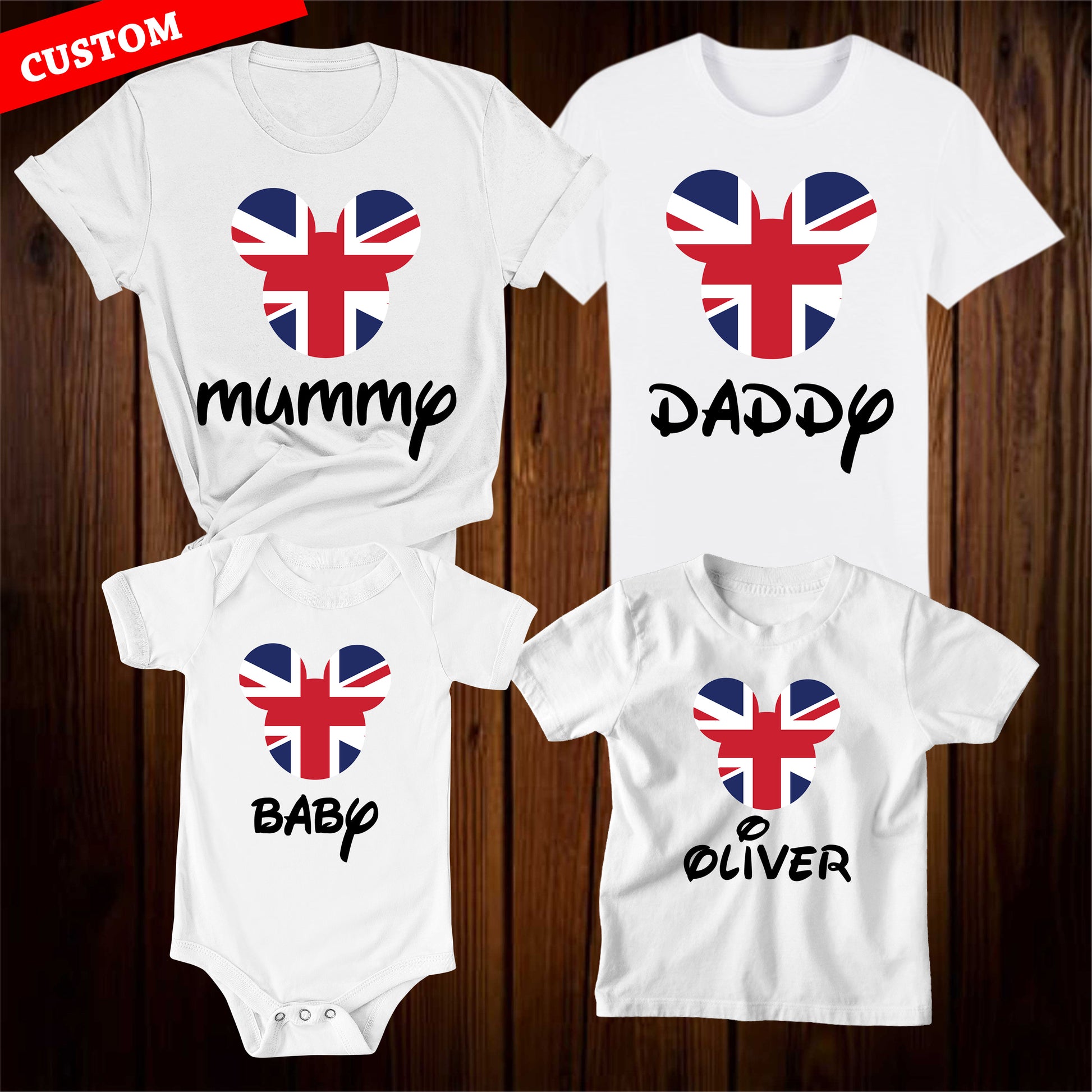 Personalised Uk Flag Disney Family Patriotic T Shirt