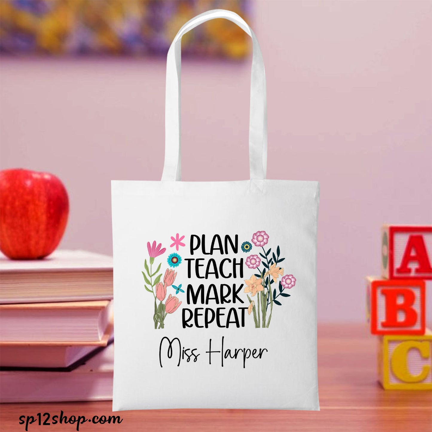 Funny Shopper Canvas Custom Teacher Appreciation Thank You Tote Bag