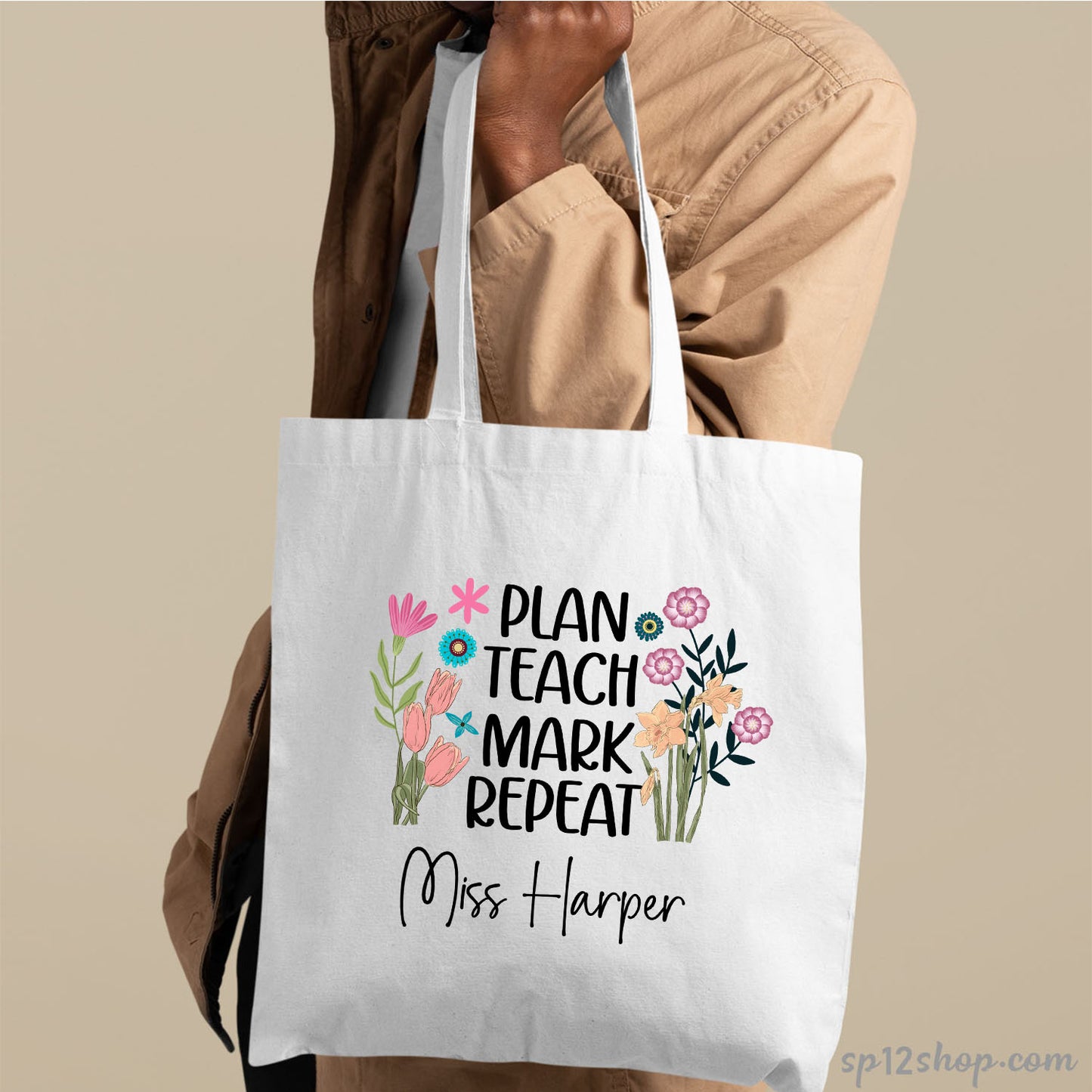 Funny Shopper Canvas Custom Teacher Appreciation Thank You Tote Bag