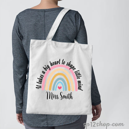 Cute Rainbow Teacher Appreciation Custom Thank You Shopping Tote Bag