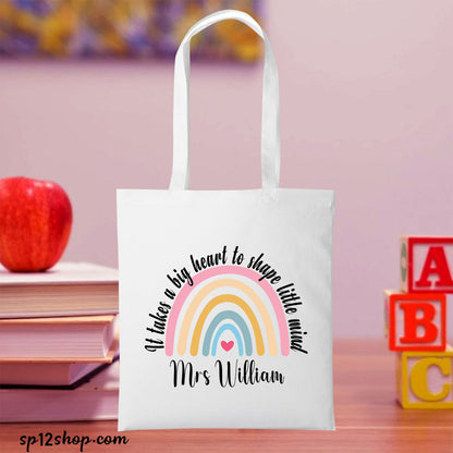 Teacher Appreciation Gift Rainbow Custom Thank You Shopping Tote Bag