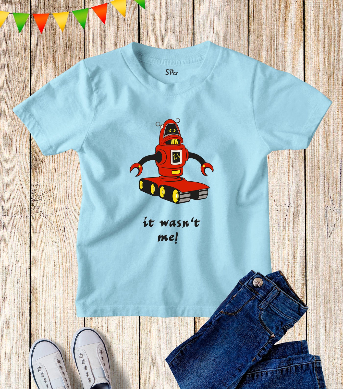 Kids Comic It Wasn't Me Funny Slogan Robot T Shirt