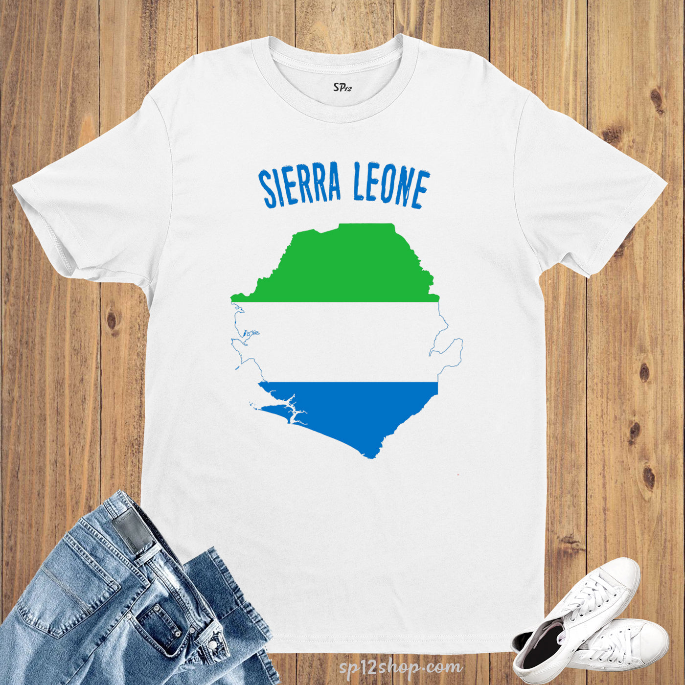 Sierra Leone Flag T Shirt Olympics FIFA World Cup Country Flag Tee Shirt